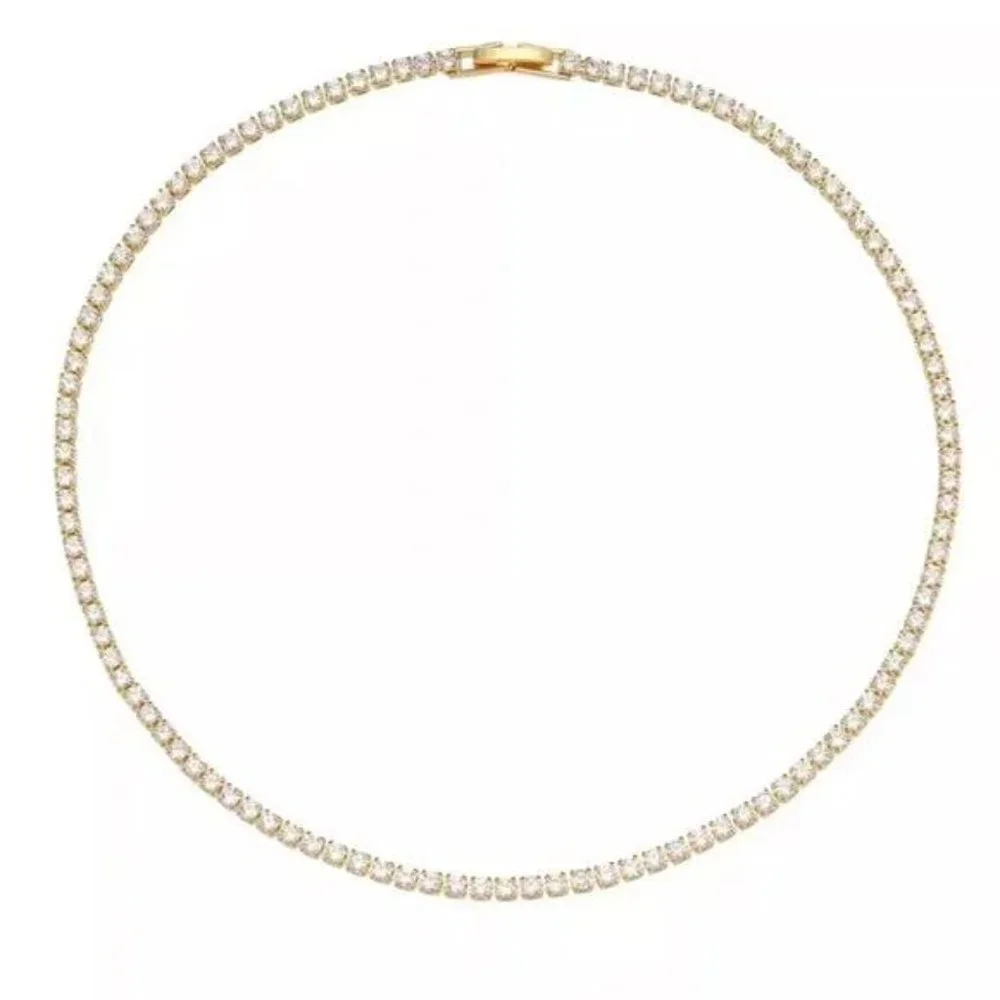 NEW 14K GOLD DIAMOND CHOKER TENNIS CHAIN NECKLACE, NICE NECKLACE, CUTE NECKLACE - Picture 6 of 7